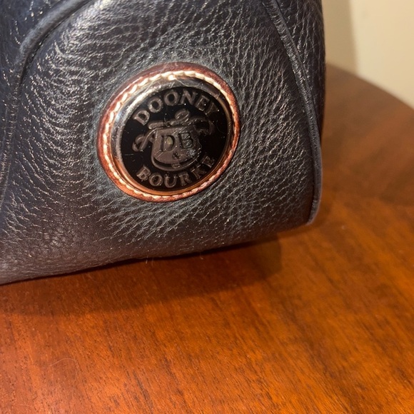 Dooney Bourke satchel shoulder bag black pebbled leather/ smooth brown trim - Picture 15 of 16